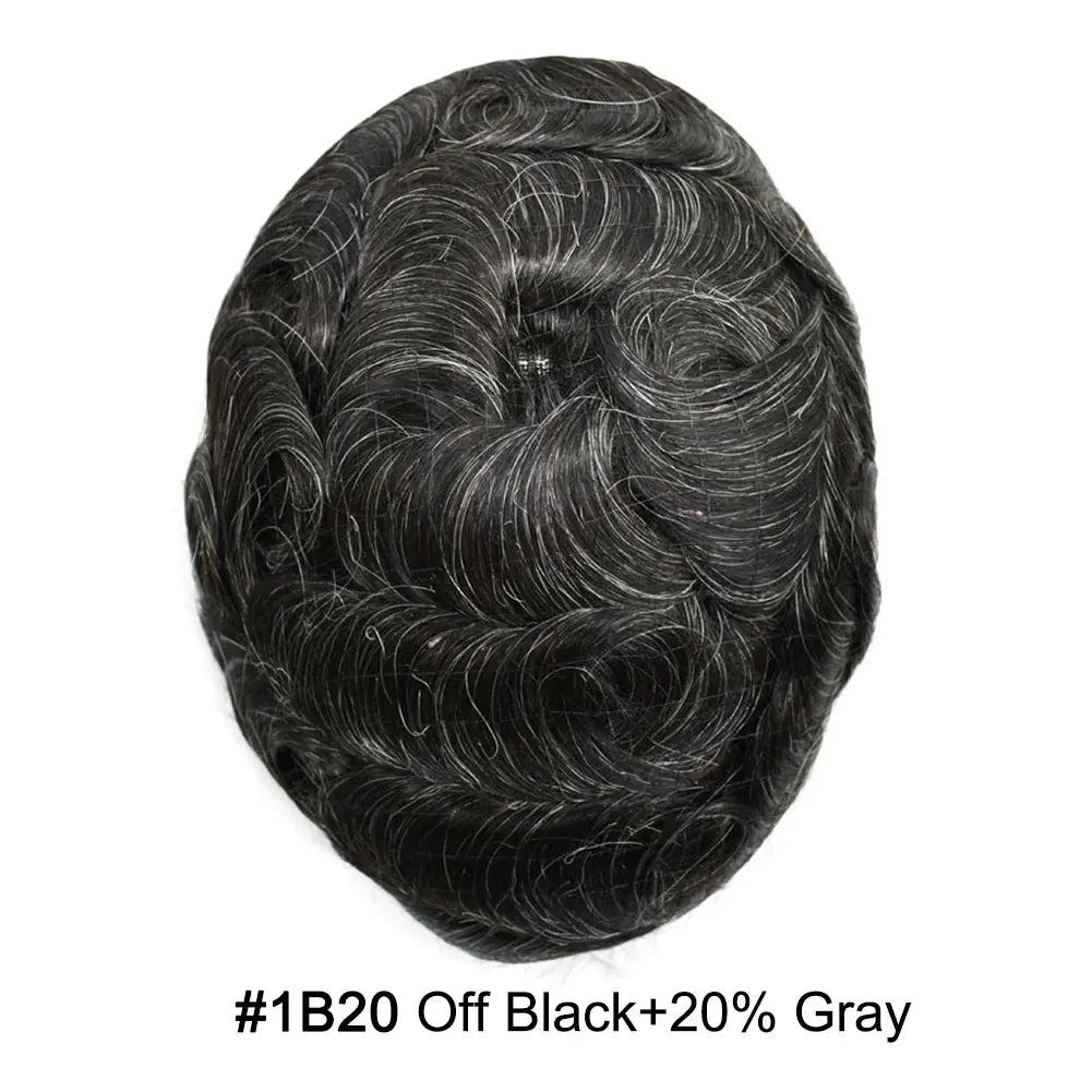 Full Poly Hairpiece for Men Toupee Real Human Hair Replacement System Natural Looking Mens Wig Durable PU Injected Mens Hair System Hair Pieces for Men Hair Unit for Hair Loss protesis capilar hombre Male Hair Prosthesis