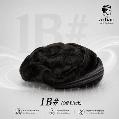 0.06-0.08 mm V Loop Bio Skin Hair System for Men  No-shine under Lights, Blends Well with Your Skin