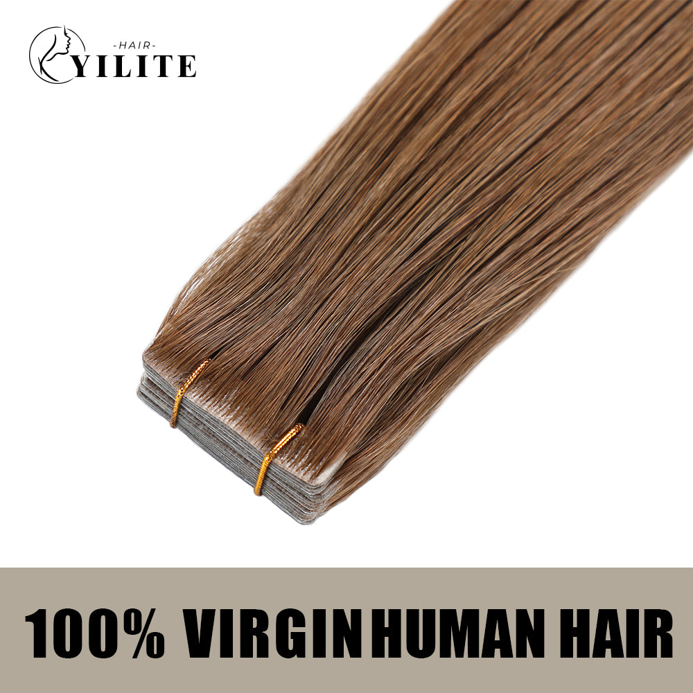 Seamless Injected Hand-Tied Invisible Tape In Hair Extension 20Pcs Virgin Human Hair (#6)