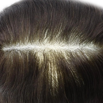 Mens Hair System 0.04mm Ultra Thin Skin Toupee For Men Hairpiece Real Human Hair Replacement Systems All V-Looped Knots Invisible Realistic Natural Hairline Male Hair Prosthesis Protesis Capilar Hombre