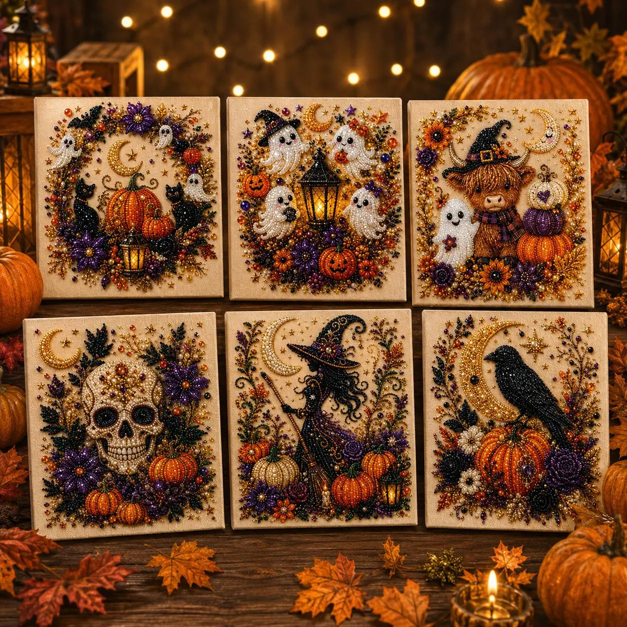 【10*10inch】DIY Diamond Painting Kit with Special-Shaped Beads, Christmas & Halloween Art Craft, Sparkling Holiday Canvas Decoration, Relaxing Handmade Gift for Adults and Beginners