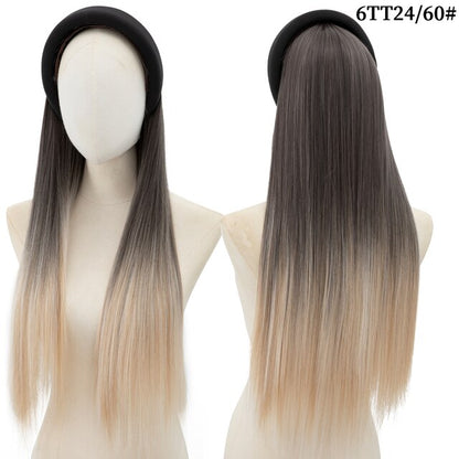 Long Wavy Headband Wig Half Hair Wig for Women