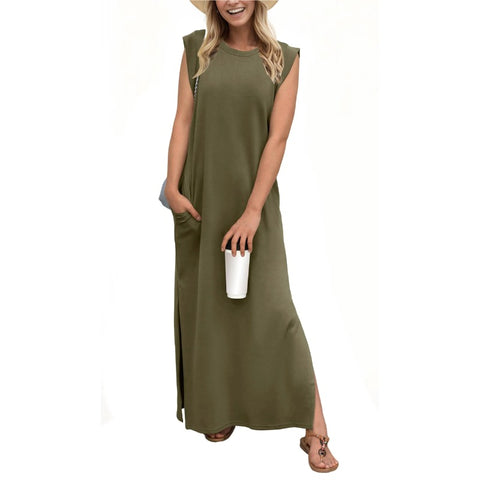 WOMEN'S CASUAL LOOSE SPLIT WRINKLE-FREE MAXI DRESS (BUY 2 FREE SHIPPING)