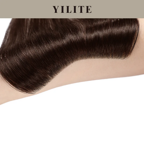 Seamless Hair Patch 1.5×15 cm Injected Hand-Tied Invisible Remy Human Hair （#2 Darkest Brown）