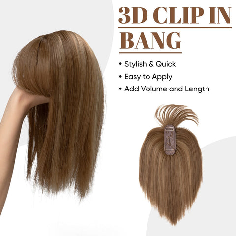 Clip in Hair With Bangs Overhead Natural Invisible Replaceme