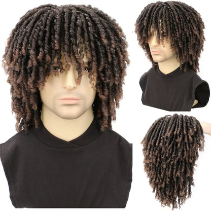 Men Wig Dreadlock Wig Synthetic Afro Twist Braided Wig Breathable Faux Locs Wig Daily And Party