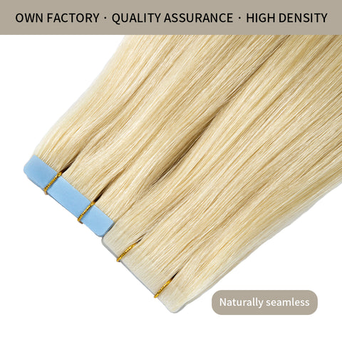 Seamless Injected Hand-Tied Invisible Tape In Hair Extension 20Pcs Virgin Human Hair (#613)