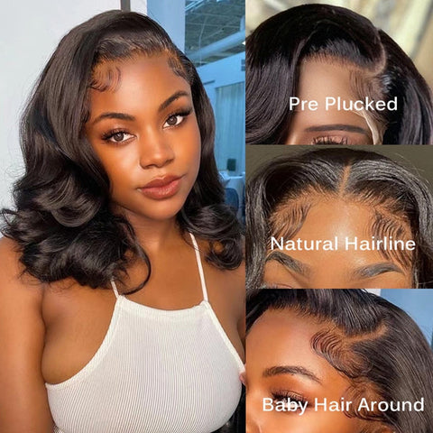 Body Wave Bob Wig 13x4 HD Lace Front Wig Short Human Hair Wigs Loose Body Wave Lace Frontal Bob Wigs For Women