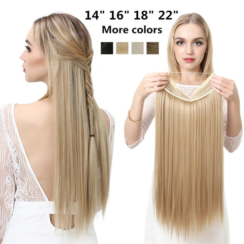 Straight Hair Extension No Clip Natural Hair Piece