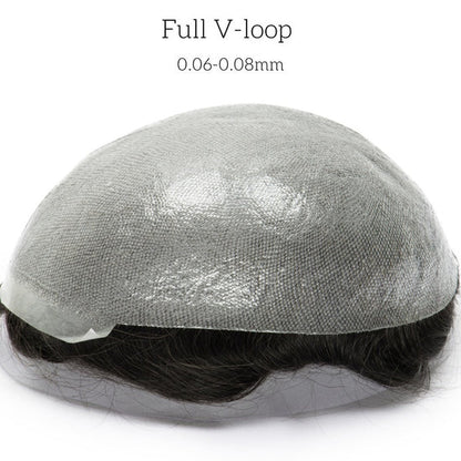 0.06-0.08 mm V Loop Bio Skin Hair System for Men  No-shine under Lights, Blends Well with Your Skin