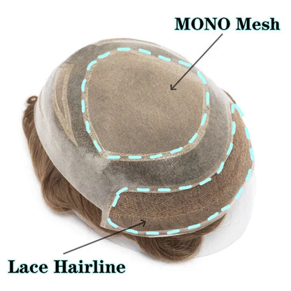 Versalite Base| Lace Front + MONO Mesh + PU Men Toupee Lace Hairline Wig Natural Hairline Human Hair System