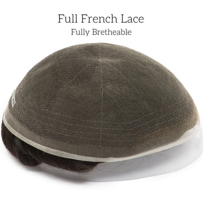 Full French Lace: Men's Lace Toupee  Full French Lace Base  Suitable for Humid Climate