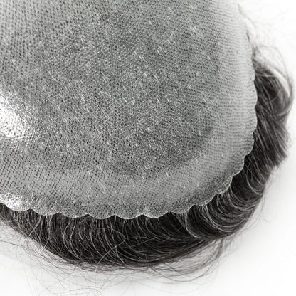 0.10-0.12mm Double Knots Full Skin Base  Men's Hair Unit  Men's Hairstyle for Thin Hair