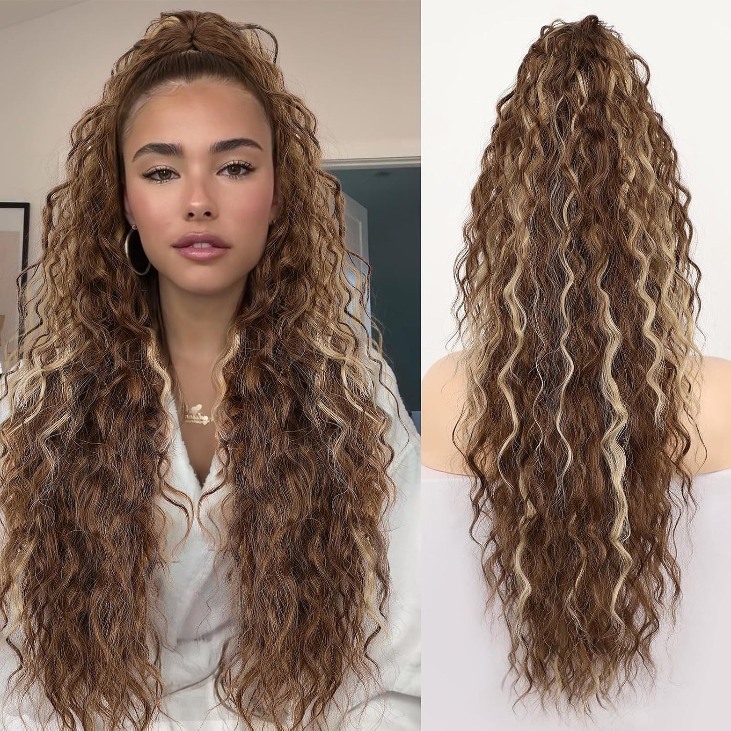 Women's ponytail long curly hair bundle