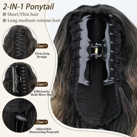 Women's ponytail long curly hair bundle