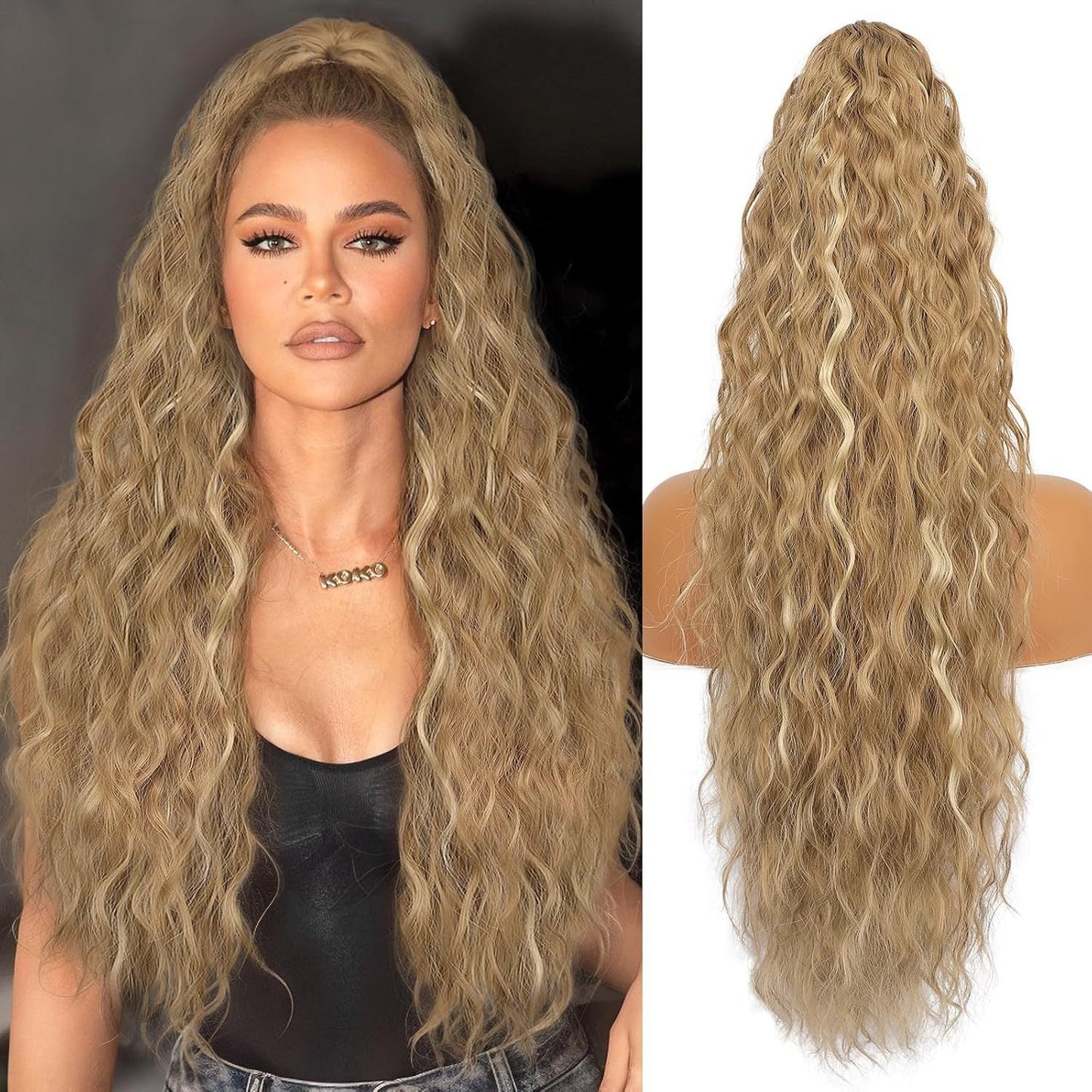 Women's ponytail long curly hair bundle