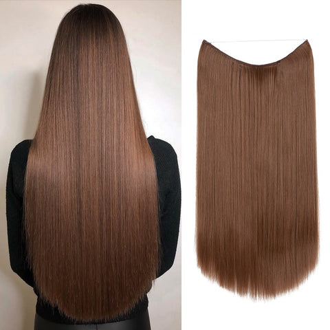 Straight Hair Extension No Clip Natural Hair Piece