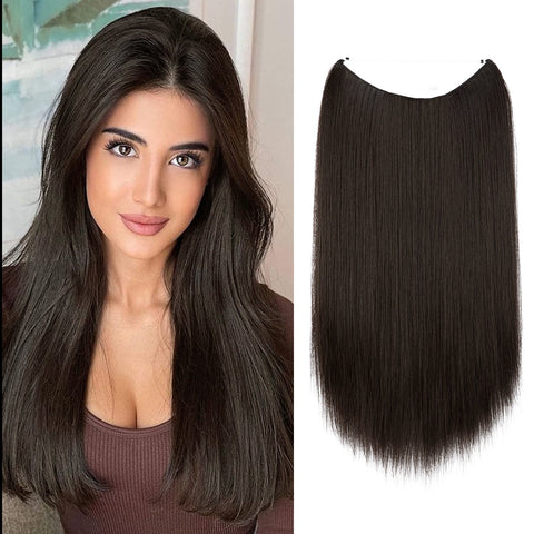 Straight Hair Extension No Clip Natural Hair Piece