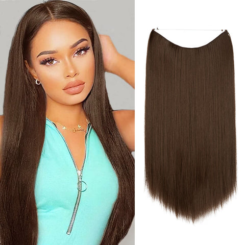 Straight Hair Extension No Clip Natural Hair Piece