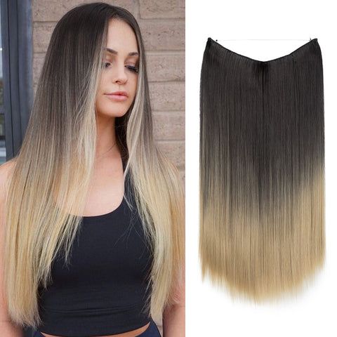 Straight Hair Extension No Clip Natural Hair Piece