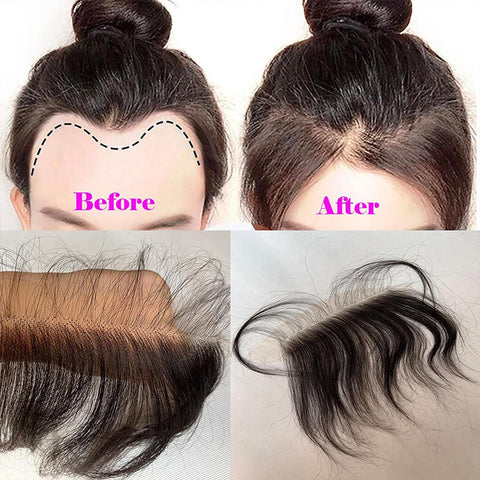 Custom Swiss Lace Forehead Fringe Bangs Invisible Hairline With Baby Hair 6x1 Reusable Human Hair Lace Edges Hairpieces