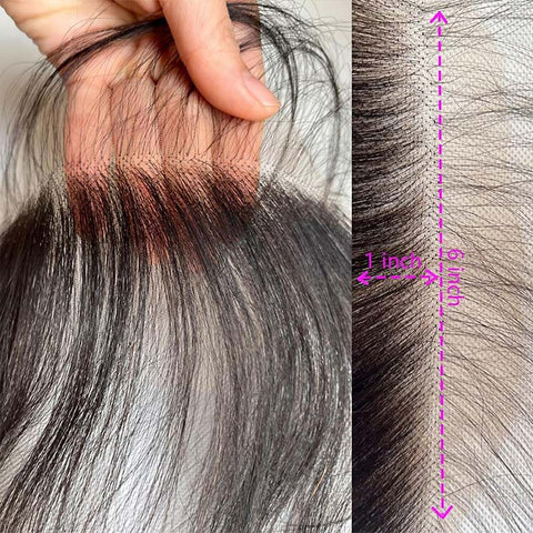 Custom Swiss Lace Forehead Fringe Bangs Invisible Hairline With Baby Hair 6x1 Reusable Human Hair Lace Edges Hairpieces