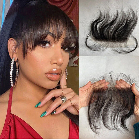 Custom Swiss Lace Forehead Fringe Bangs Invisible Hairline With Baby Hair 6x1 Reusable Human Hair Lace Edges Hairpieces