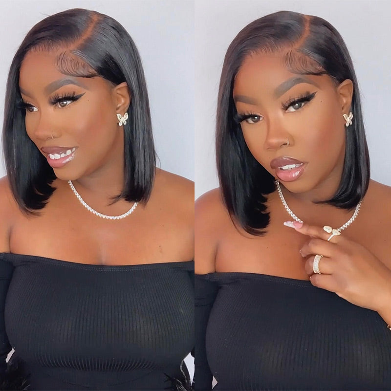 Flash Sale | Soul Lady 5x5 HD Lace Blunt Cut Bob Short Straight Hair Side Part Bob Wigs