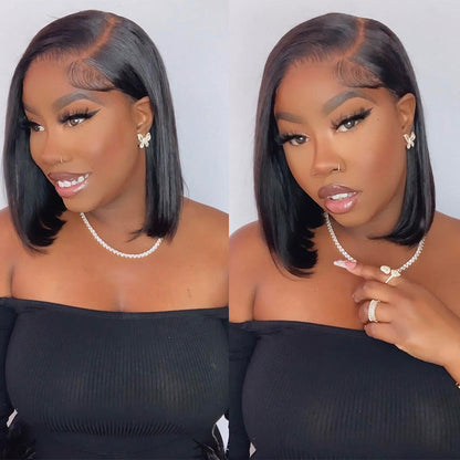 Flash Sale | Soul Lady 5x5 HD Lace Blunt Cut Bob Short Straight Hair Side Part Bob Wigs