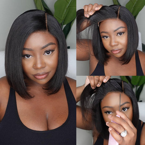 Flash Sale | Soul Lady 5x5 HD Lace Blunt Cut Bob Short Straight Hair Side Part Bob Wigs