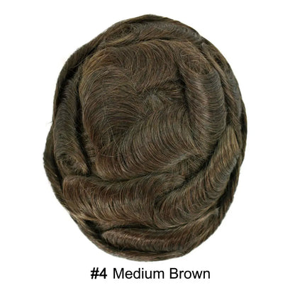 Full Poly Hairpiece for Men Toupee Real Human Hair Replacement System Natural Looking Mens Wig Durable PU Injected Mens Hair System Hair Pieces for Men Hair Unit for Hair Loss protesis capilar hombre Male Hair Prosthesis