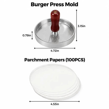 Stainless Steel Burger Press - 1Pc Nonstick Burger Patty Maker Mold, Sturdy Metal Meat Smasher, Multifunctional Kitchen Utensil for Home/Commercial Use to Make Round Patties, Burguer Patty Maker