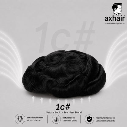 0.06-0.08 mm V Loop Bio Skin Hair System for Men  No-shine under Lights, Blends Well with Your Skin