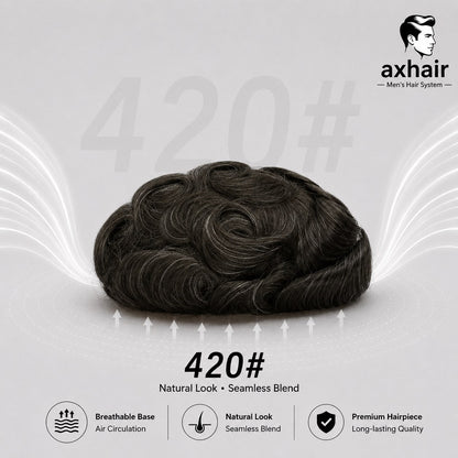 Full French Lace: Men's Lace Toupee  Full French Lace Base  Suitable for Humid Climate