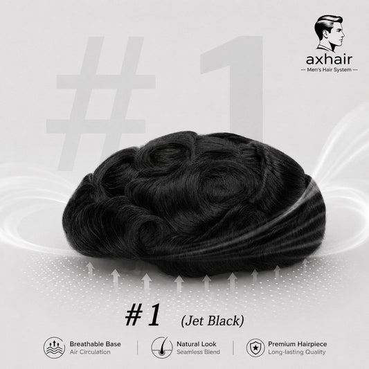 Australia Base: Men's Half Wig  Swiss Lace in Center with Poly skin All Around  Must Have for Traveling