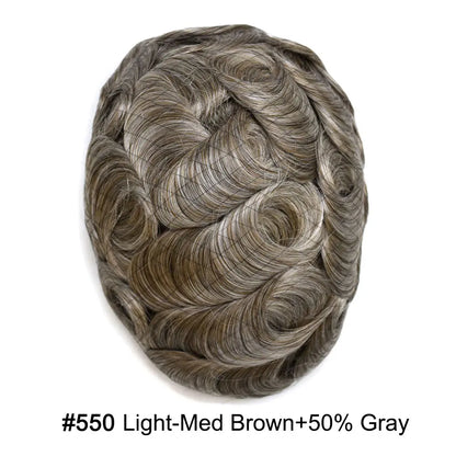 Mens Hair System 0.04mm Ultra Thin Skin Toupee For Men Hairpiece Real Human Hair Replacement Systems All V-Looped Knots Invisible Realistic Natural Hairline Male Hair Prosthesis Protesis Capilar Hombre