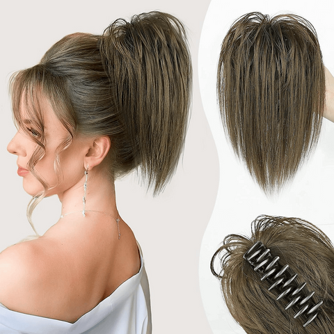 Messy ponytail clip extends hair--High temperature wire