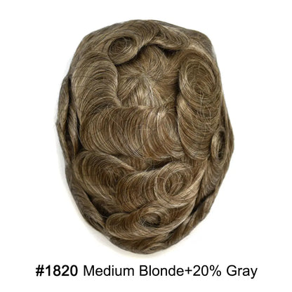 Full Poly Hairpiece for Men Toupee Real Human Hair Replacement System Natural Looking Mens Wig Durable PU Injected Mens Hair System Hair Pieces for Men Hair Unit for Hair Loss protesis capilar hombre Male Hair Prosthesis