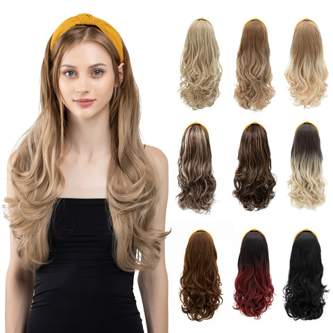 Long Wavy Headband Wig Half Hair Wig for Women