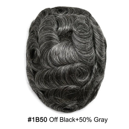 Full Poly Hairpiece for Men Toupee Real Human Hair Replacement System Natural Looking Mens Wig Durable PU Injected Mens Hair System Hair Pieces for Men Hair Unit for Hair Loss protesis capilar hombre Male Hair Prosthesis