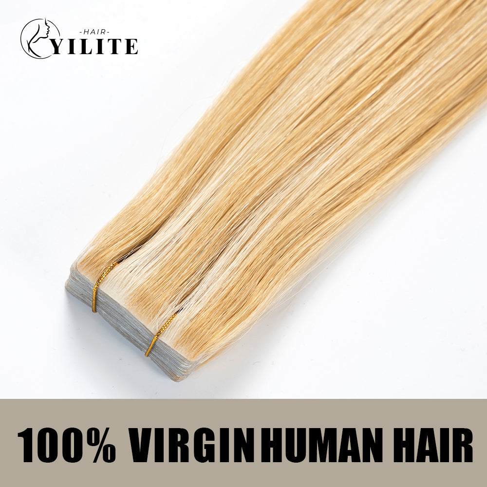 Seamless Injected Hand-Tied Invisible Tape In Hair Extension 20Pcs Virgin Human Hair (P27/613)