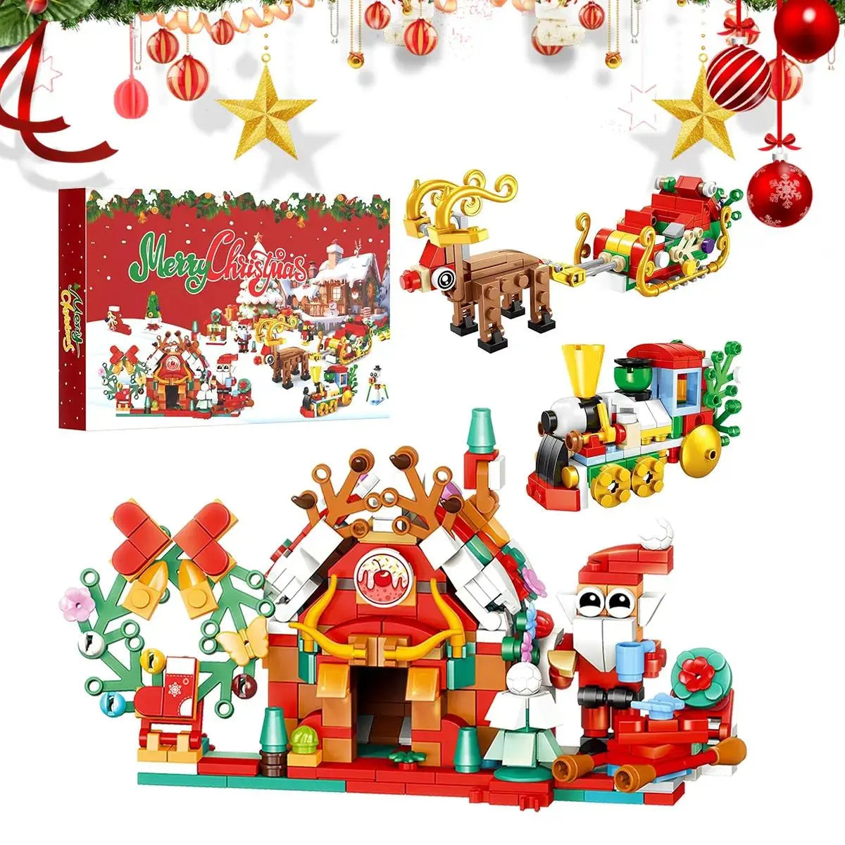 2026 Building Blocks Advent Calendar - 24Pack Mini Jigsaw Puzzle Toys, Safe Plastics Reindeer Themed Kits for Kids-Adults, Holiday Cheer Tradition Countdown Creative Assembly Toys, Vibrant, Brick Kit, Diy Building Block,parent-child bonding time