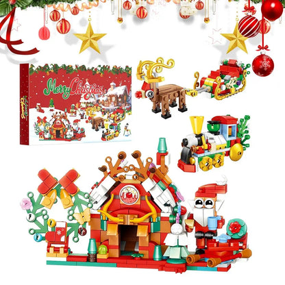 2026 Building Blocks Advent Calendar - 24Pack Mini Jigsaw Puzzle Toys, Safe Plastics Reindeer Themed Kits for Kids-Adults, Holiday Cheer Tradition Countdown Creative Assembly Toys, Vibrant, Brick Kit, Diy Building Block,parent-child bonding time