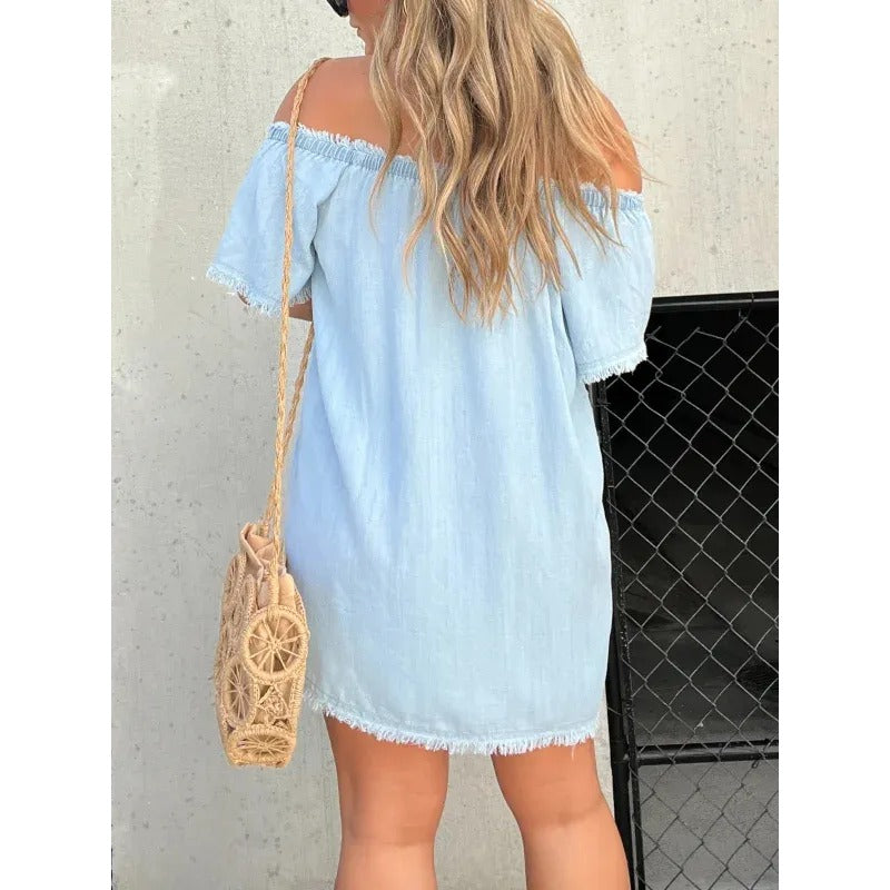 SHORT SLEEVE CASUAL DENIM DRESS (BUY 2 FREE SHIPPING)