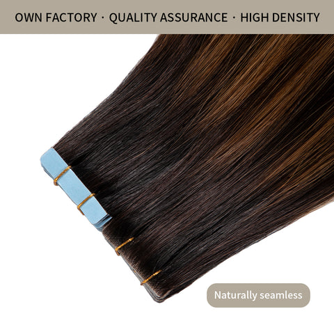 Seamless Injected Hand-Tied Invisible Tape In Hair Extension 20Pcs Virgin Human Hair (P1B/6/T1B)