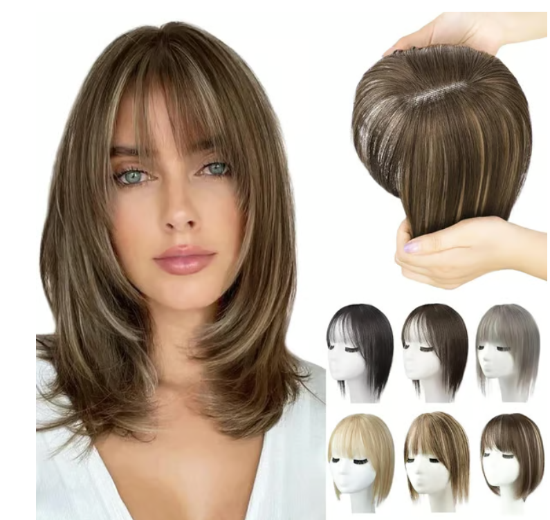 Natural Hair Toppers With Bangs For Women Adding Hair Volume Topper