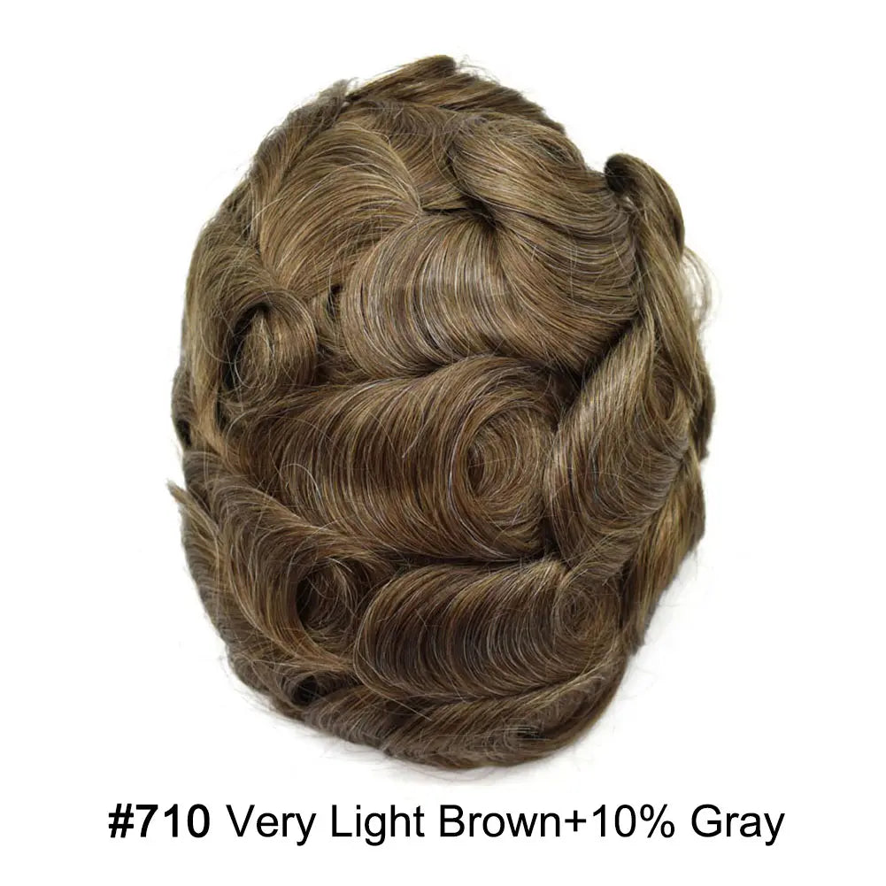 Full Poly Hairpiece for Men Toupee Real Human Hair Replacement System Natural Looking Mens Wig Durable PU Injected Mens Hair System Hair Pieces for Men Hair Unit for Hair Loss protesis capilar hombre Male Hair Prosthesis