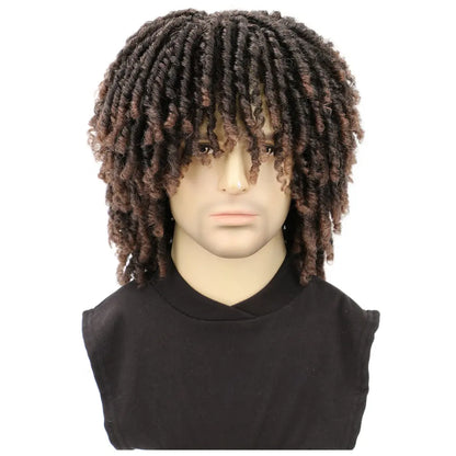 Men Wig Dreadlock Wig Synthetic Afro Twist Braided Wig Breathable Faux Locs Wig Daily And Party