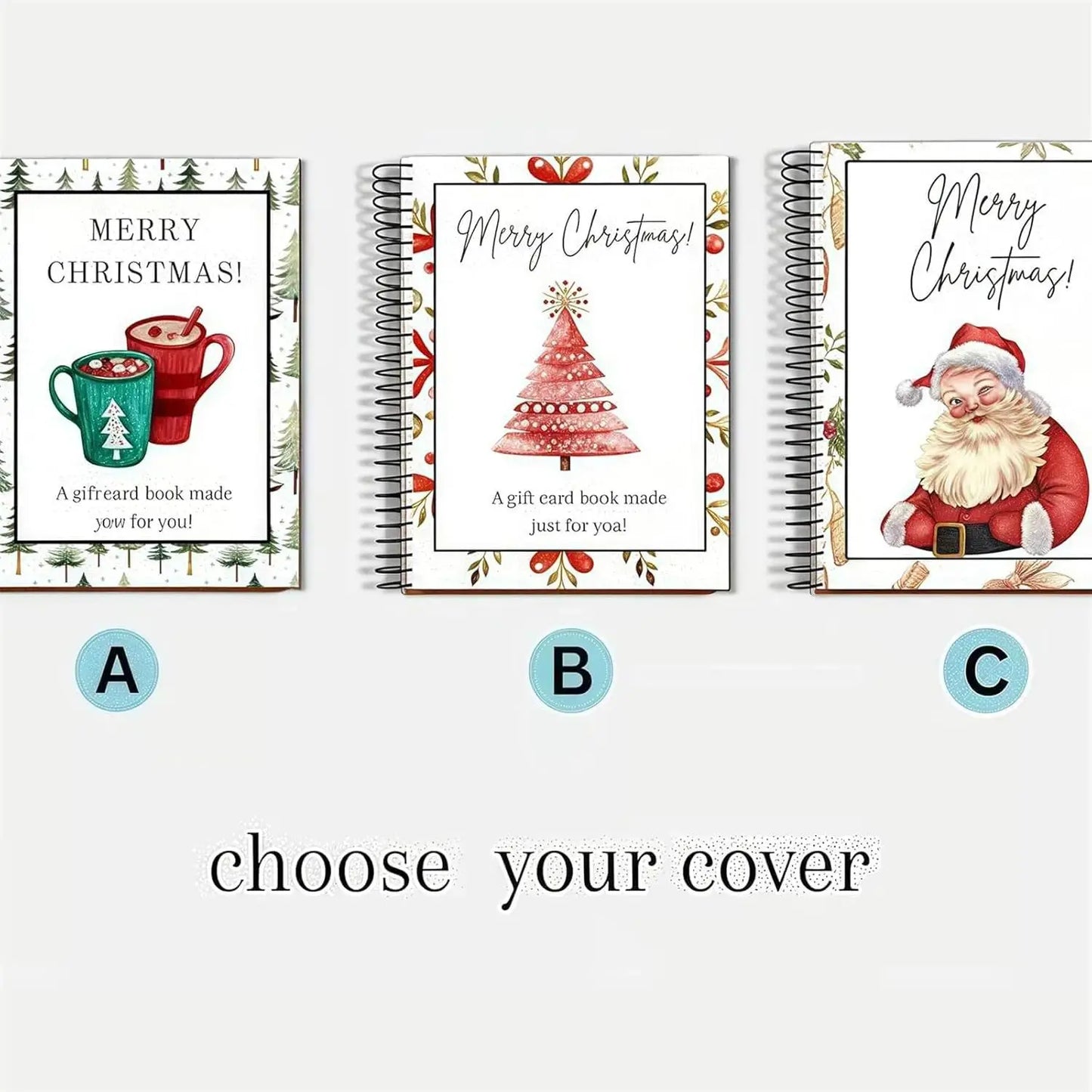 【3 books】Christmas Gift Card Book, Diy Spiral Bound Gift Card Book, 5x7 Inch Colorful Spiral Bound Card Book , Christma Gift Cards Books Holder, DIY Personalized Xmas Gifts for Family,A thoughtful gift
