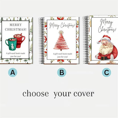 【3 books】Christmas Gift Card Book, Diy Spiral Bound Gift Card Book, 5x7 Inch Colorful Spiral Bound Card Book , Christma Gift Cards Books Holder, DIY Personalized Xmas Gifts for Family,A thoughtful gift